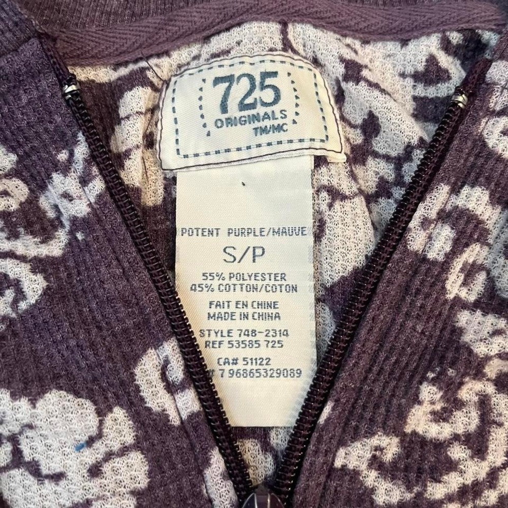 725 Orginals Purple Zip Up Hoodie Pockets Loungewear Indie Sleaaze Streetwear - Picture 3 of 8